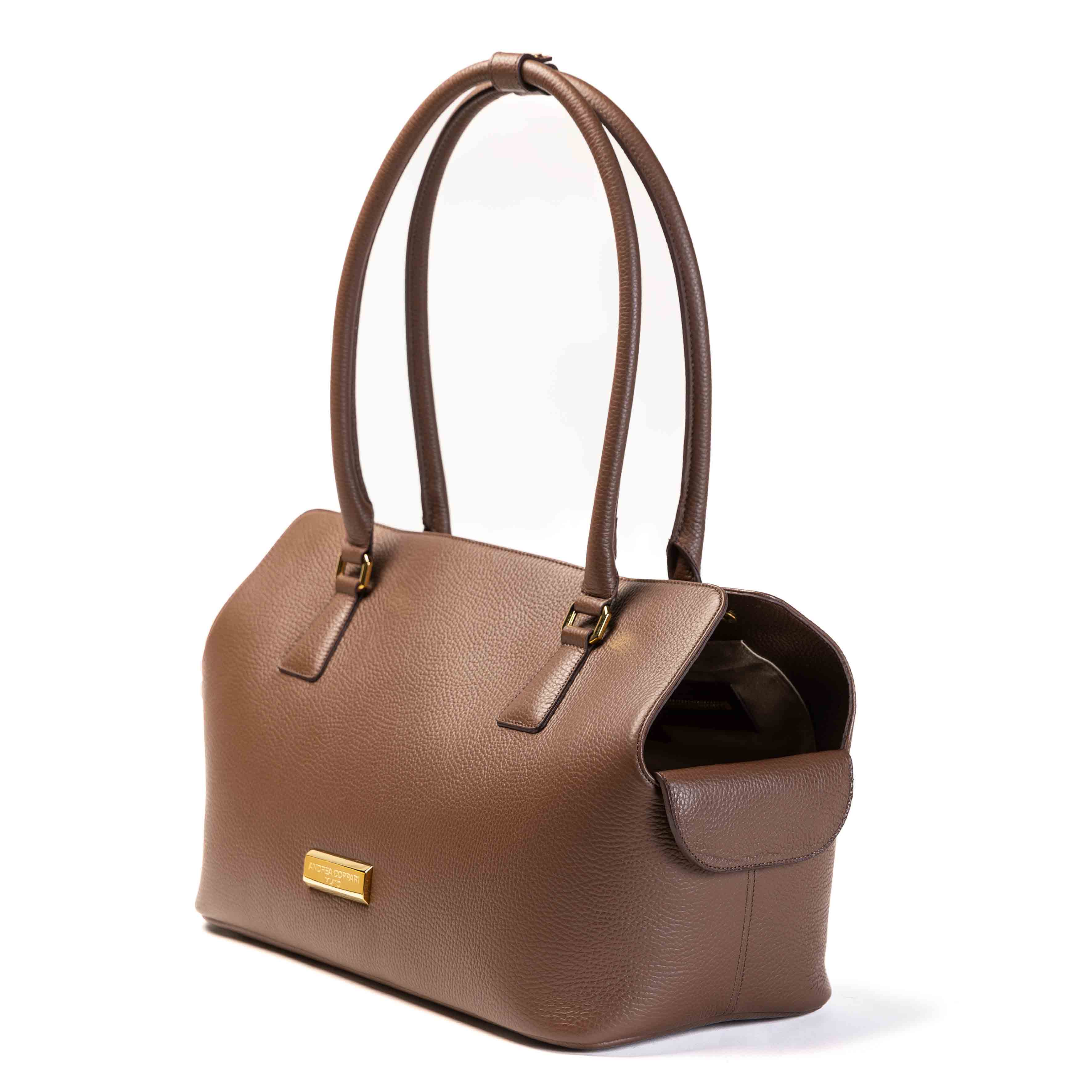 Borsa ARIA cioccolato - profilo laterale - pelle conciata al vegetale