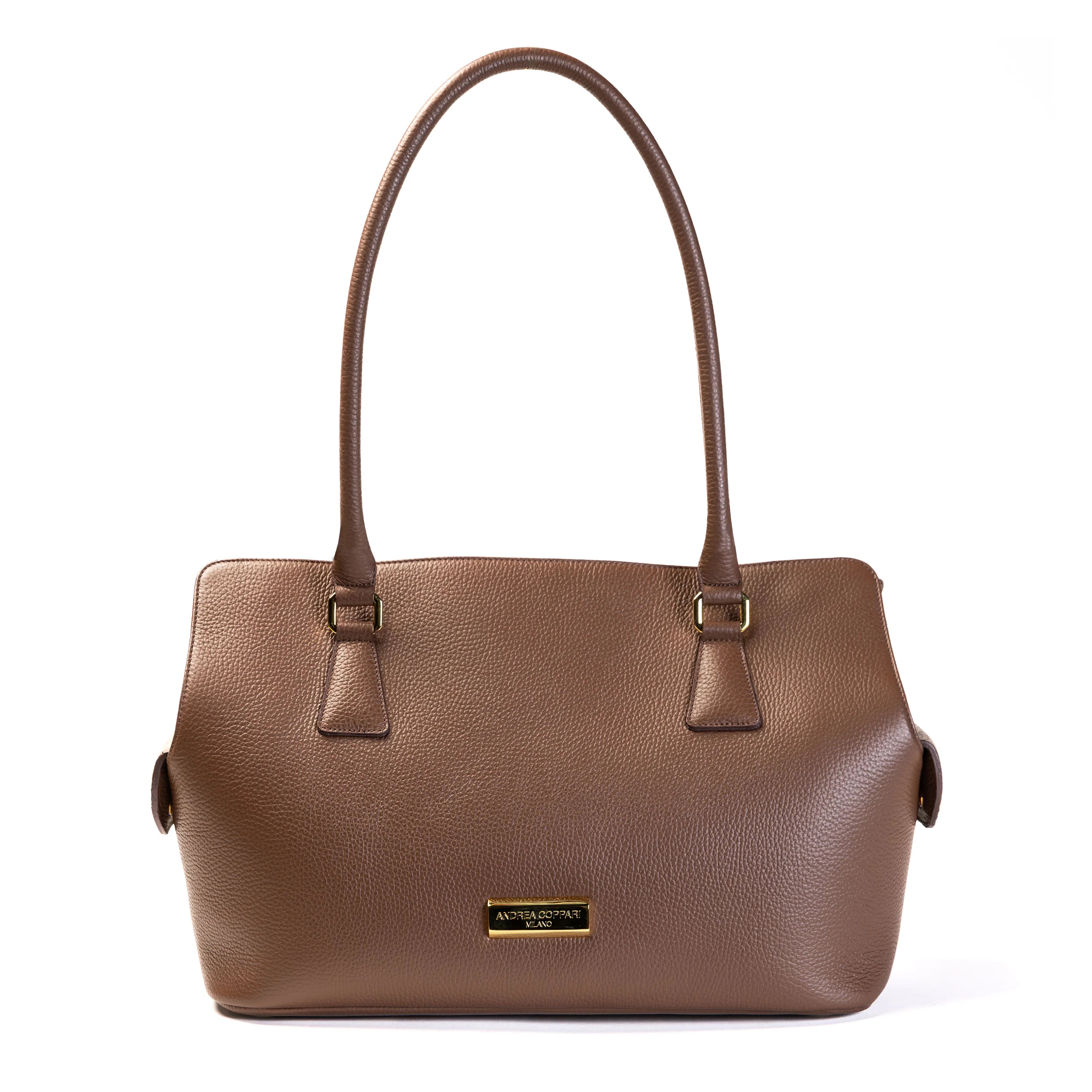 Borsa ARIA cioccolato - vista frontale - Andrea Coppari Milano